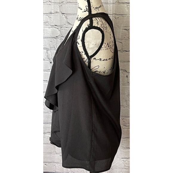 Prevett Women’s Black Ruffle Front Blouse (Size S) - Picture 3 of 9